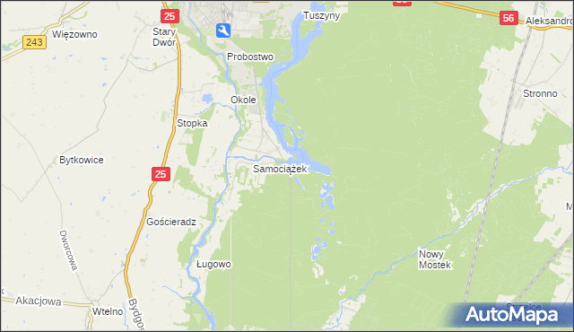 mapa Białe gmina Koronowo, Białe gmina Koronowo na mapie Targeo