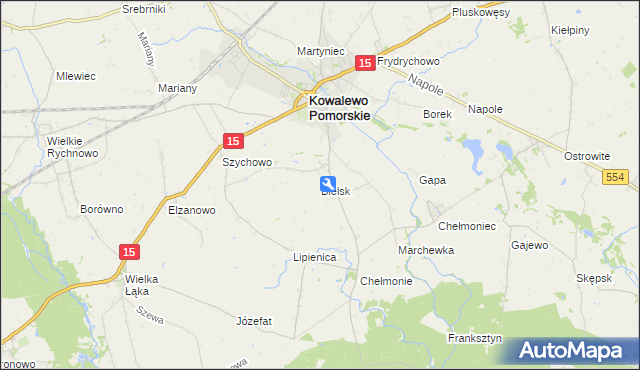 mapa Bielsk gmina Kowalewo Pomorskie, Bielsk gmina Kowalewo Pomorskie na mapie Targeo