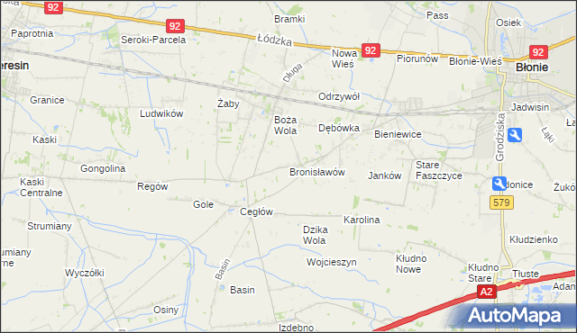 mapa Bronisławów gmina Baranów, Bronisławów gmina Baranów na mapie Targeo