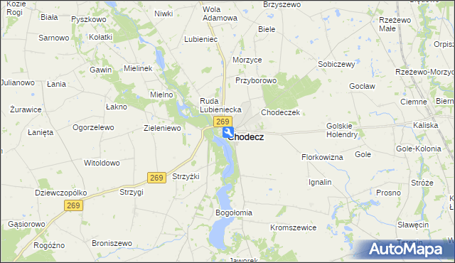 mapa Chodecz powiat włocławski, Chodecz powiat włocławski na mapie Targeo