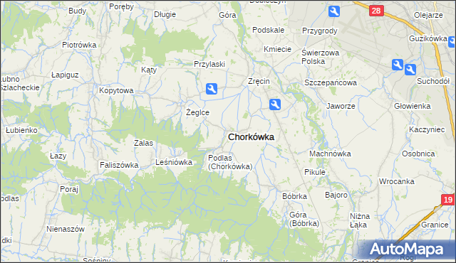 mapa Chorkówka, Chorkówka na mapie Targeo