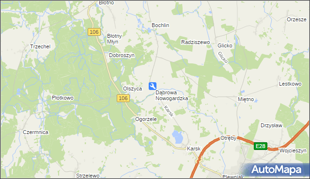 mapa Dąbrowa Nowogardzka, Dąbrowa Nowogardzka na mapie Targeo