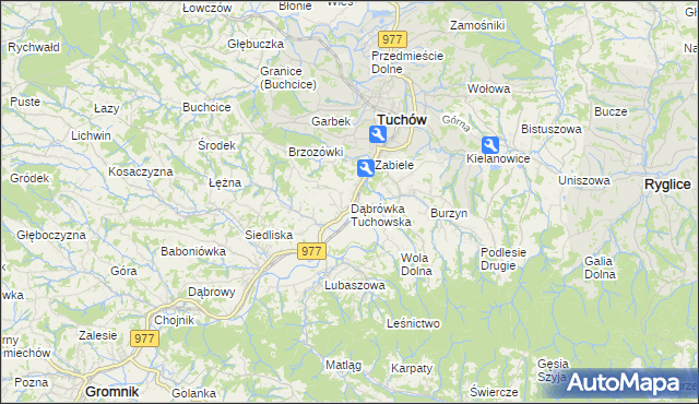 mapa Dąbrówka Tuchowska, Dąbrówka Tuchowska na mapie Targeo