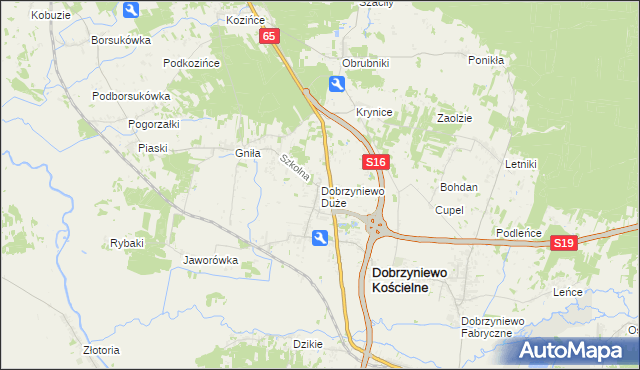 mapa Dobrzyniewo Duże, Dobrzyniewo Duże na mapie Targeo