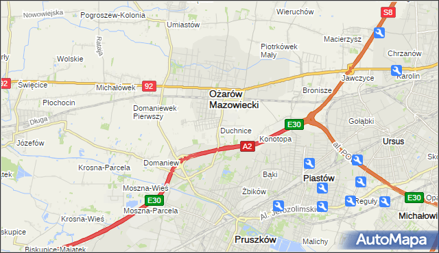 mapa Duchnice, Duchnice na mapie Targeo