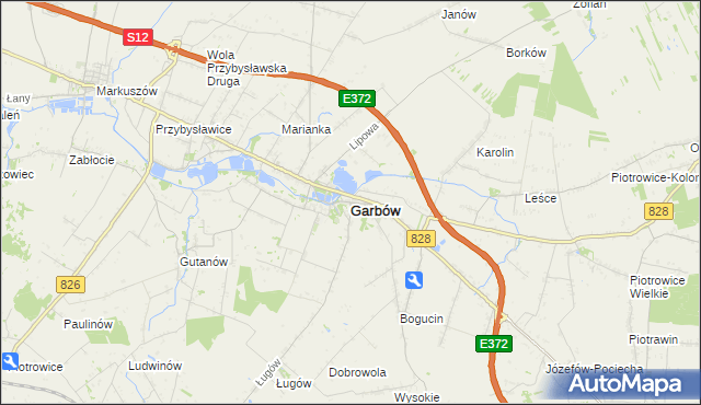 mapa Garbów powiat lubelski, Garbów powiat lubelski na mapie Targeo