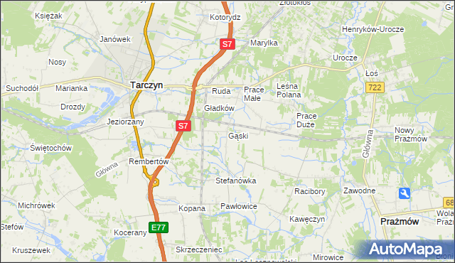 mapa Gąski gmina Tarczyn, Gąski gmina Tarczyn na mapie Targeo