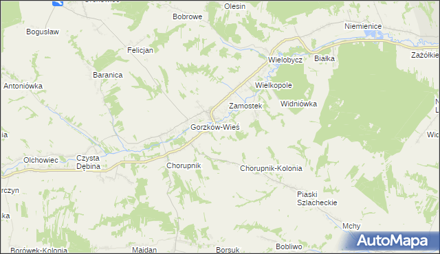 mapa Góry gmina Gorzków, Góry gmina Gorzków na mapie Targeo