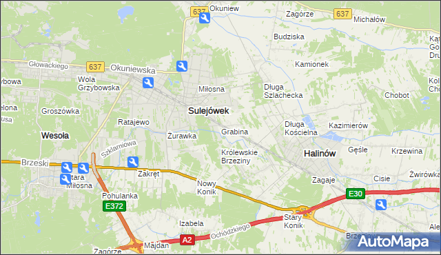 mapa Grabina gmina Halinów, Grabina gmina Halinów na mapie Targeo