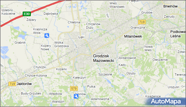 mapa Grodzisk Mazowiecki, Grodzisk Mazowiecki na mapie Targeo
