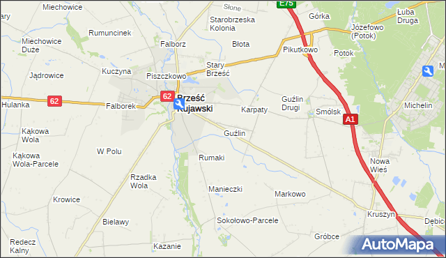 mapa Guźlin, Guźlin na mapie Targeo