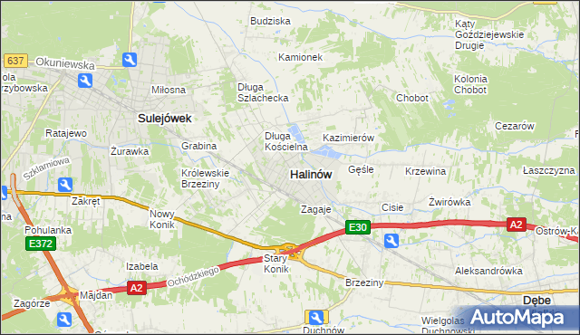mapa Halinów powiat miński, Halinów powiat miński na mapie Targeo