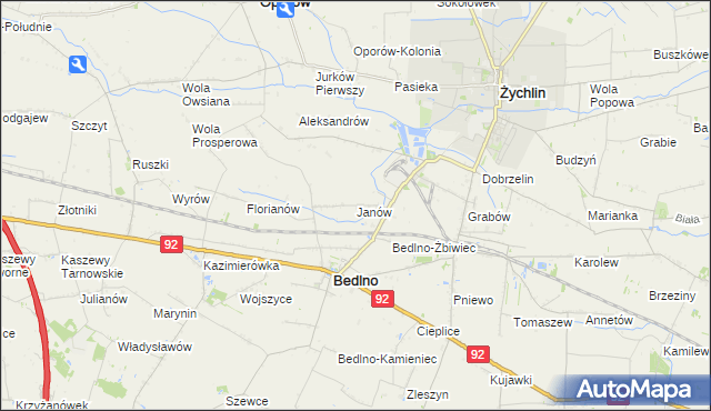 mapa Janów gmina Bedlno, Janów gmina Bedlno na mapie Targeo