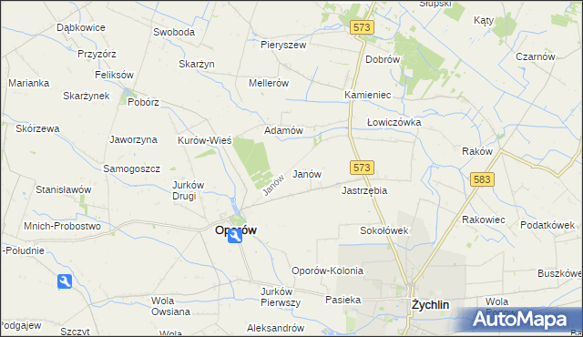 mapa Janów gmina Oporów, Janów gmina Oporów na mapie Targeo