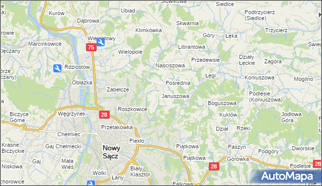 mapa Januszowa, Januszowa na mapie Targeo