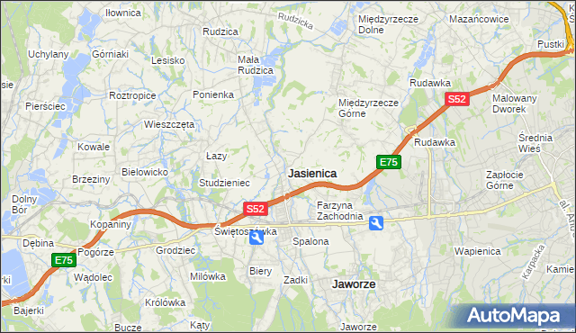 mapa Jasienica powiat bielski, Jasienica powiat bielski na mapie Targeo