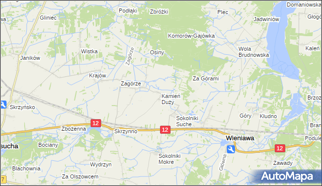 mapa Kamień Duży gmina Wieniawa, Kamień Duży gmina Wieniawa na mapie Targeo