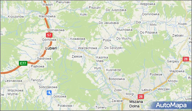 mapa Kasinka Mała, Kasinka Mała na mapie Targeo