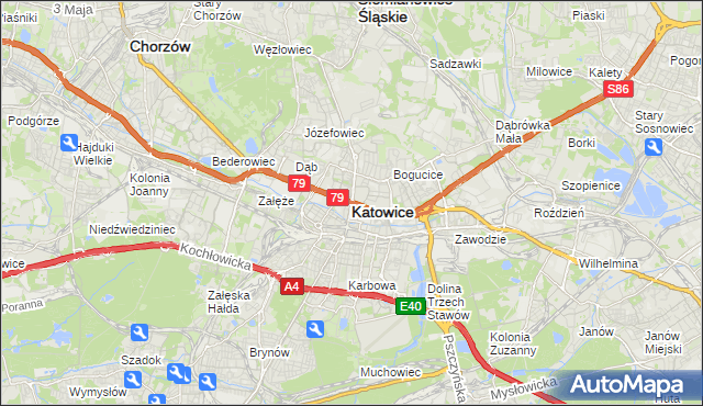 mapa Katowic, Katowice na mapie Targeo