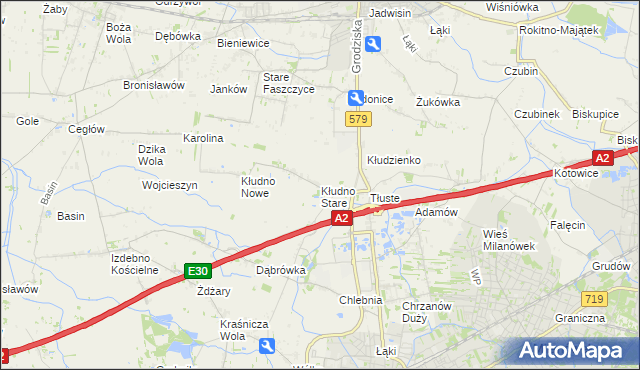 mapa Kłudno Stare, Kłudno Stare na mapie Targeo