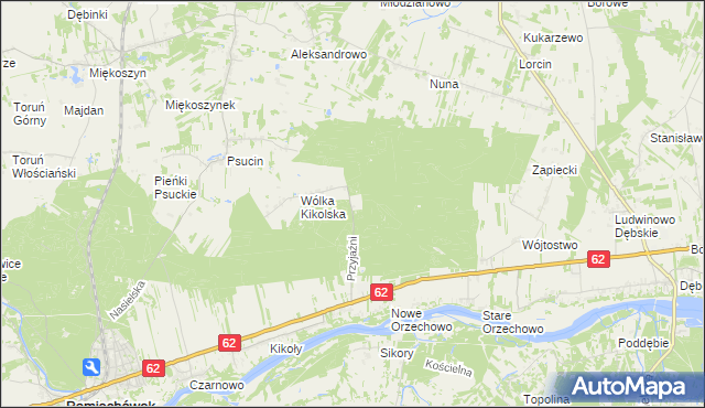 mapa Kolonia gmina Pomiechówek, Kolonia gmina Pomiechówek na mapie Targeo