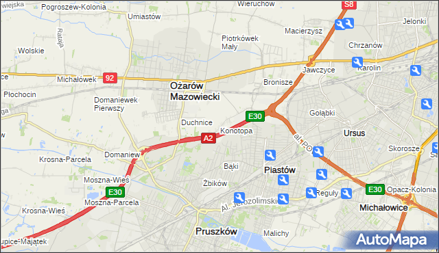 mapa Konotopa gmina Ożarów Mazowiecki, Konotopa gmina Ożarów Mazowiecki na mapie Targeo