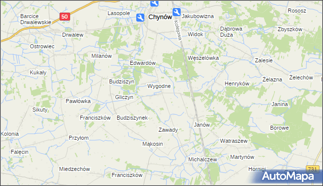 mapa Krężel gmina Chynów, Krężel gmina Chynów na mapie Targeo