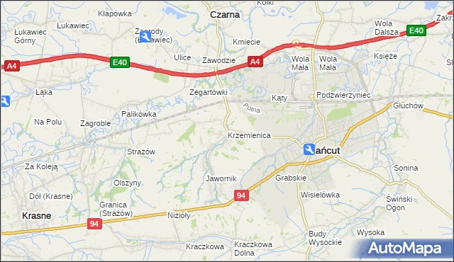 mapa Krzemienica gmina Czarna, Krzemienica gmina Czarna na mapie Targeo