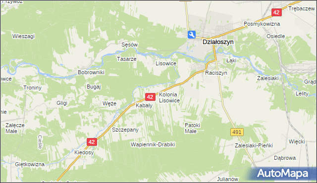 mapa Lisowice-Kolonia, Lisowice-Kolonia na mapie Targeo