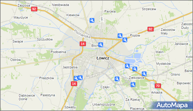 mapa Łowicza, Łowicz na mapie Targeo
