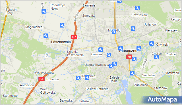 mapa Łoziska, Łoziska na mapie Targeo