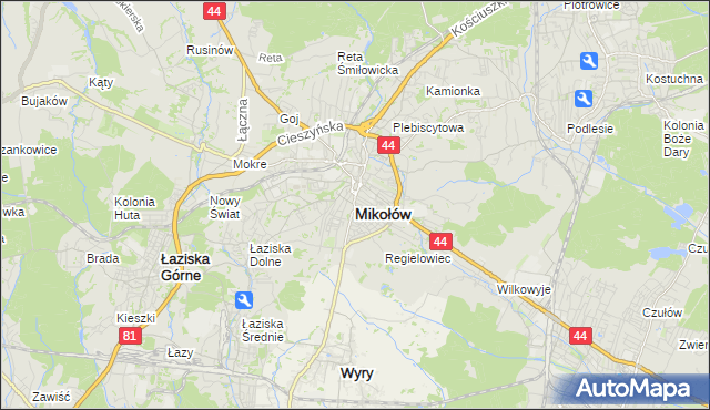 mapa Mikołów, Mikołów na mapie Targeo