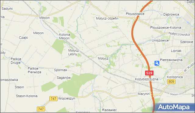 mapa Motycz, Motycz na mapie Targeo