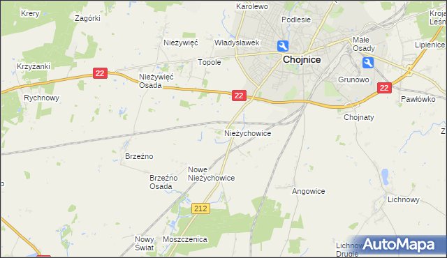 mapa Nieżychowice, Nieżychowice na mapie Targeo