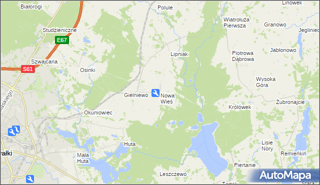 mapa Nowa Wieś gmina Suwałki, Nowa Wieś gmina Suwałki na mapie Targeo