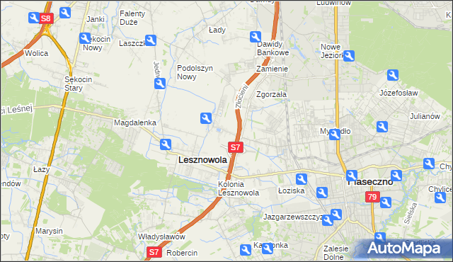mapa Nowa Wola gmina Lesznowola, Nowa Wola gmina Lesznowola na mapie Targeo