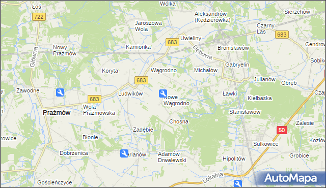 mapa Nowe Wągrodno, Nowe Wągrodno na mapie Targeo