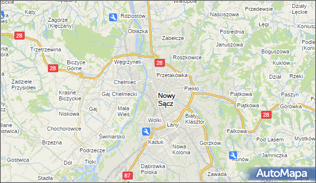 mapa Nowego Sącza, Nowy Sącz na mapie Targeo