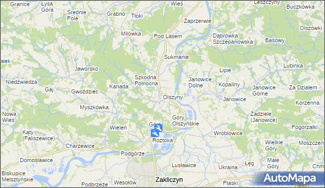 mapa Olszyny gmina Wojnicz, Olszyny gmina Wojnicz na mapie Targeo