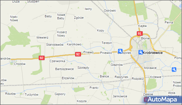 mapa Ostałów gmina Krośniewice, Ostałów gmina Krośniewice na mapie Targeo