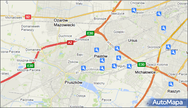 mapa Piastów powiat pruszkowski, Piastów powiat pruszkowski na mapie Targeo