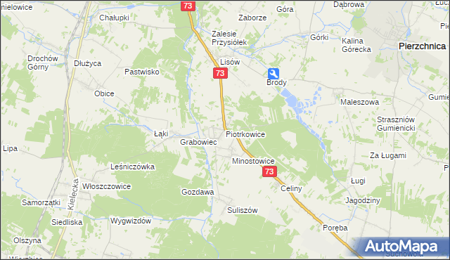 mapa Piotrkowice gmina Chmielnik, Piotrkowice gmina Chmielnik na mapie Targeo