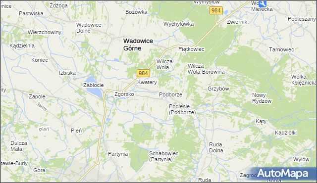 mapa Podborze gmina Radomyśl Wielki, Podborze gmina Radomyśl Wielki na mapie Targeo