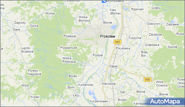 mapa Podole gmina Przecław, Podole gmina Przecław na mapie Targeo