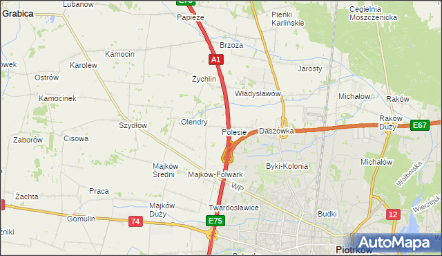 mapa Polesie gmina Grabica, Polesie gmina Grabica na mapie Targeo