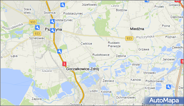 mapa Rudołtowice, Rudołtowice na mapie Targeo