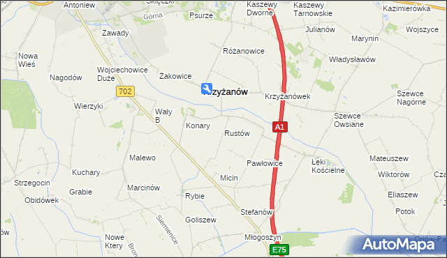 mapa Rustów, Rustów na mapie Targeo