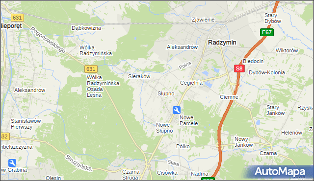mapa Słupno gmina Radzymin, Słupno gmina Radzymin na mapie Targeo