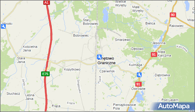 mapa Smętowo Graniczne, Smętowo Graniczne na mapie Targeo