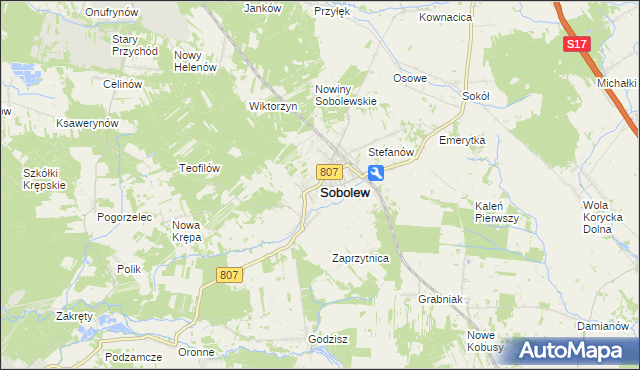 mapa Sobolew powiat garwoliński, Sobolew powiat garwoliński na mapie Targeo